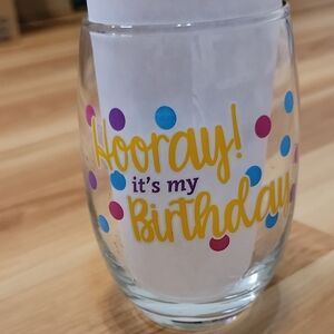 Hooray It's My Birthday Celebration Stemless 15 Oz Wine Glass